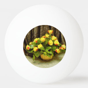 Balle De Ping Pong Peinture en panier de roses jaunes
