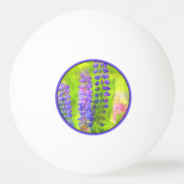 Balle De Ping Pong Peinture Lupine - Art Fleur Original (Devant)