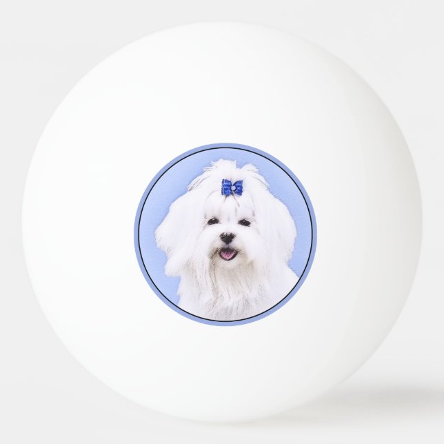Balle De Ping Pong Peinture maltaise - Joli art original pour chien (Devant)