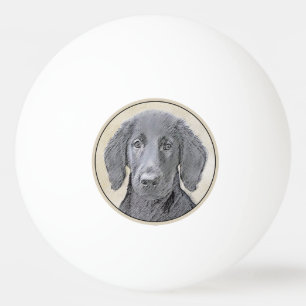 Balle De Ping Pong Peinture Retriever à revêtement plat - Art Chien o