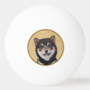 Balle De Ping Pong Peinture Shiba Inu (Noir et Tan) - Art Chien