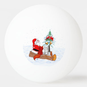 Balle De Ping Pong Père Noël avec Renard de lapin et écureuil