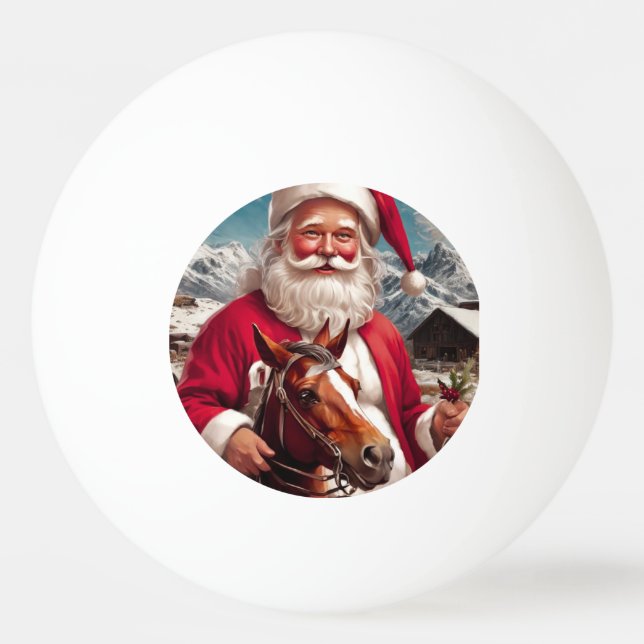 Balle De Ping Pong Père Noël et son cheval des Rocheuses (Devant)