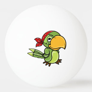 Balle De Ping Pong Perroquet vert de pirate de bande dessinée