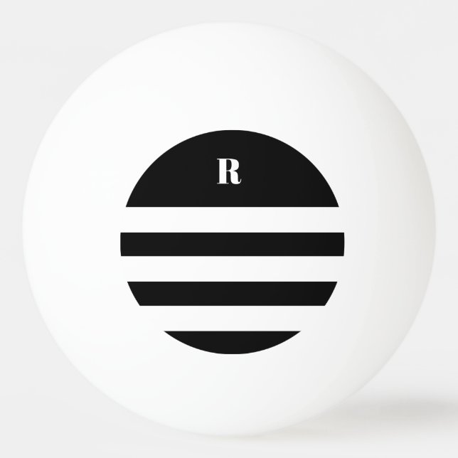 Balle De Ping Pong Personnalisé noir et blanc rayé (Devant)
