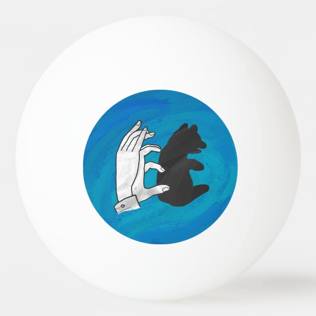 Balle De Ping Pong Petit Ours Ombre Sur Bleu (Dos)
