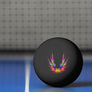 Balle De Ping Pong Phoenix - art fractal coloré sur noir