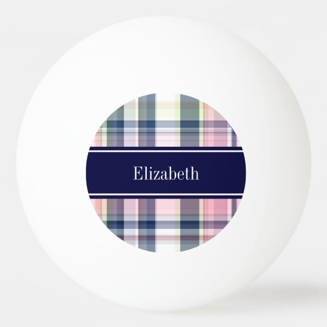 Balle De Ping Pong Pink Navy Green White Preppy (Devant)