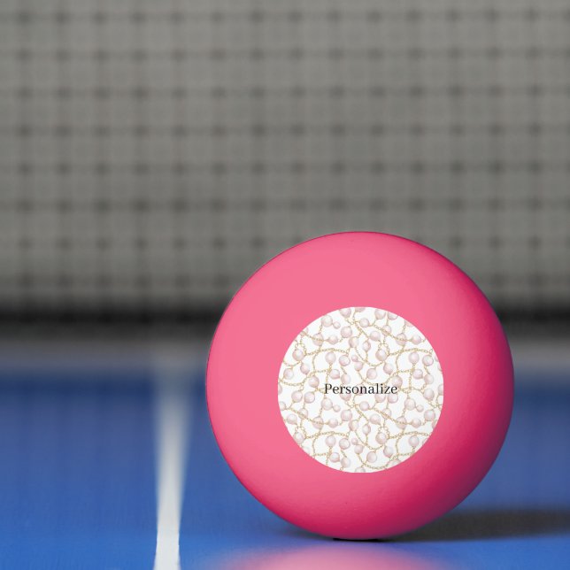 Balle De Ping Pong Pink Pearls Gold Chain   (Filet)