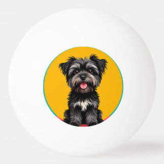 Balle De Ping Pong Playful Black And Gray Terrier Puppy Portrait