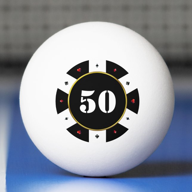 Balle De Ping Pong Poker Chip 50e fête d'anniversaire (Poker Chip 50th Birthday Party Ping Pong Ball
)