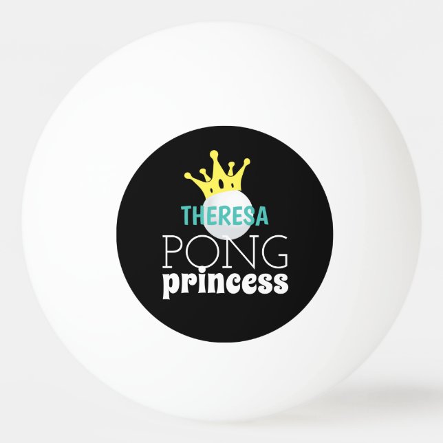Balle De Ping Pong Pong Princess Turquoise Nom personnalisé (Devant)