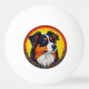 Balle De Ping Pong Portrait illustré vibrant d'un chien