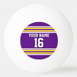 Balle De Ping Pong Purple with Yellow White Stripes Team
