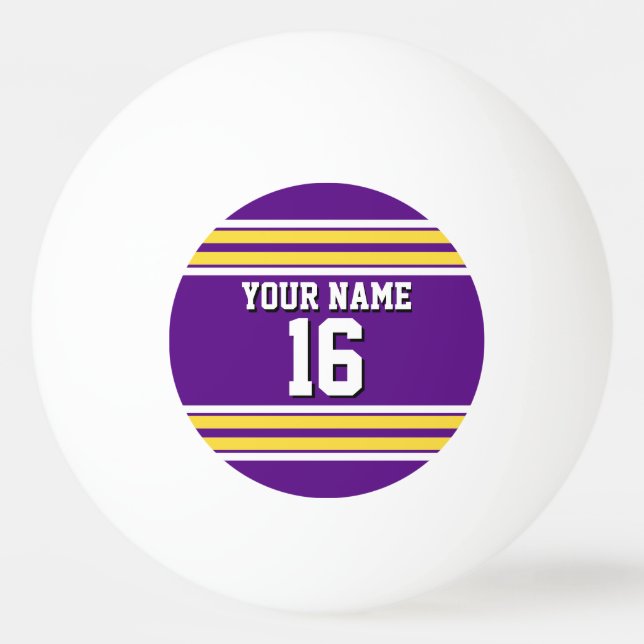 Balle De Ping Pong Purple with Yellow White Stripes Team (Devant)
