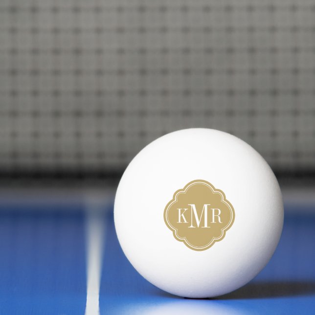 Balle De Ping Pong Quatrefoil d'or 3 lettres Monogramme (Filet)