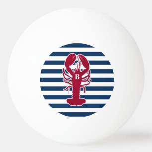 Balle De Ping Pong Rayure blanche bleue de monogramme rouge nautique