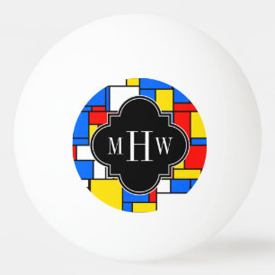 Balle De Ping Pong Red Blue Yellow Mondrian Blk Quatrefoil 3 monogram