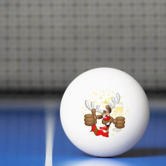 Balle De Ping Pong Reindeer Drunk Funny Caractère de Noël (Filet)