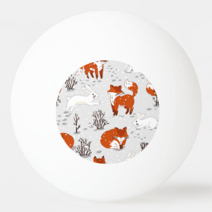 Balle De Ping Pong Renards d'hiver Bunny Motif sans couture