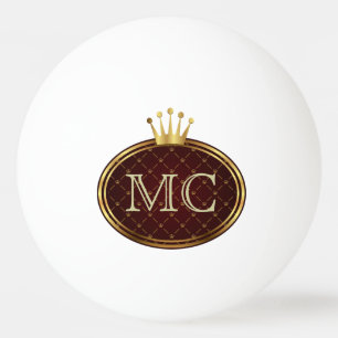 Balle De Ping Pong RÉTROS COURONNES d'OR de bouton + votre monogramm