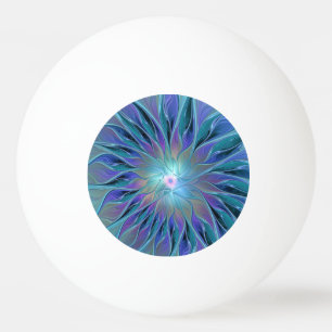 Balle De Ping Pong Rêve de fleur abstraite fractale violet bleu