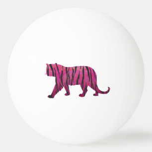 Balle De Ping Pong Rose et noir de tigre de silhouette