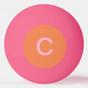 Balle De Ping Pong Rose orange personnalisé Monogramme initial modern