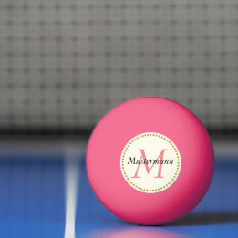 Balle De Ping Pong Rose personnalisée avec monogramme