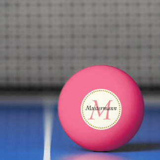 Balle De Ping Pong Rose personnalisée avec monogramme