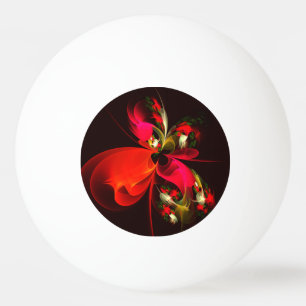 Balle De Ping Pong Rouge Vert Floral Moderne Art Abstrait Motif #02