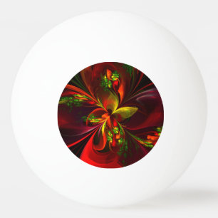 Balle De Ping Pong Rouge vert moderne Floral Abstrait Art Motif #05