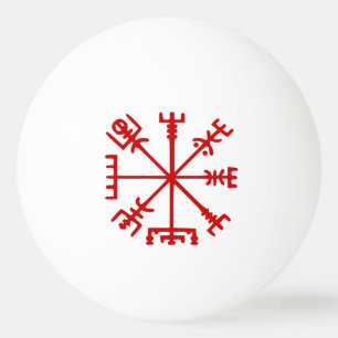 Balle De Ping Pong Sang Red Vegvísir (Viking Compass) Ping Pong Ball