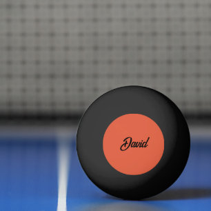 Balle De Ping Pong Script minimaliste de couleur personnalisée Nom pe