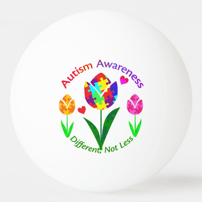 Balle De Ping Pong Sensibilisation sur l'autisme Tulip (Devant)