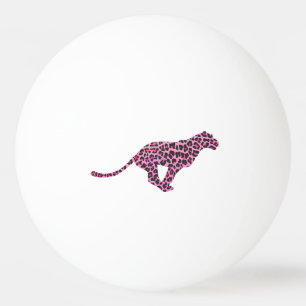 Balle De Ping Pong Siloette d'impression Leopard noir et rose chaud