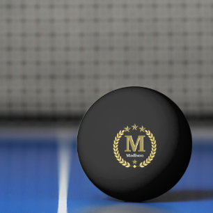 Balle De Ping Pong Simple Élégant Minimaliste Or Personnalisé Monogra