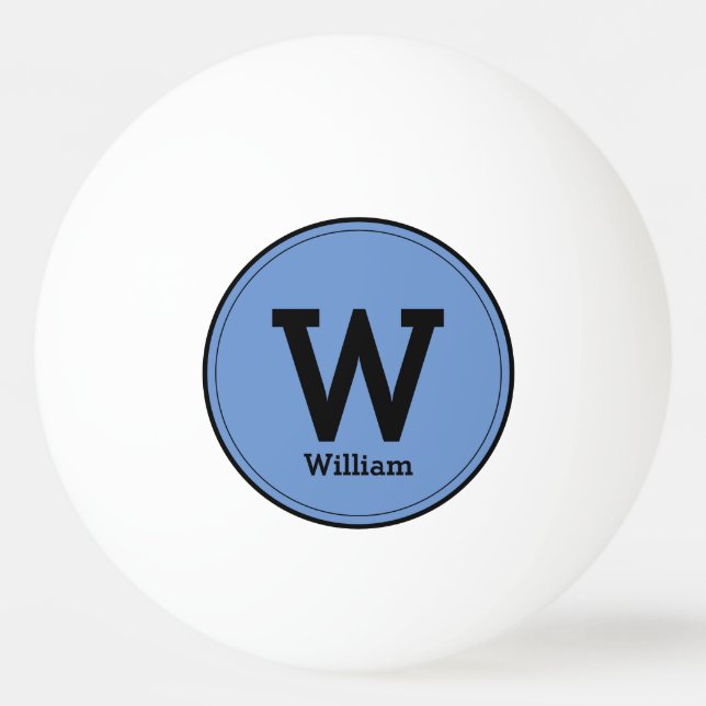 Balle De Ping Pong Simple moderne Monogramme Nom Classic Bleu (Devant)