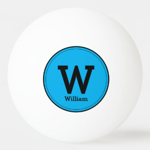 Balle De Ping Pong Simple moderne Monogramme Nom Classic Bleu Ping Po