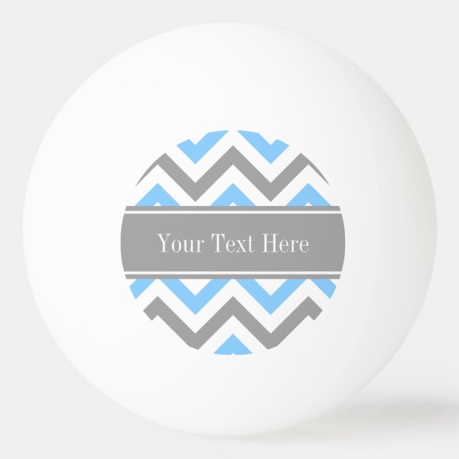 Balle De Ping Pong Sky Blue Dk Gray Wht LG Chevron Gray Name Monogram (Devant)