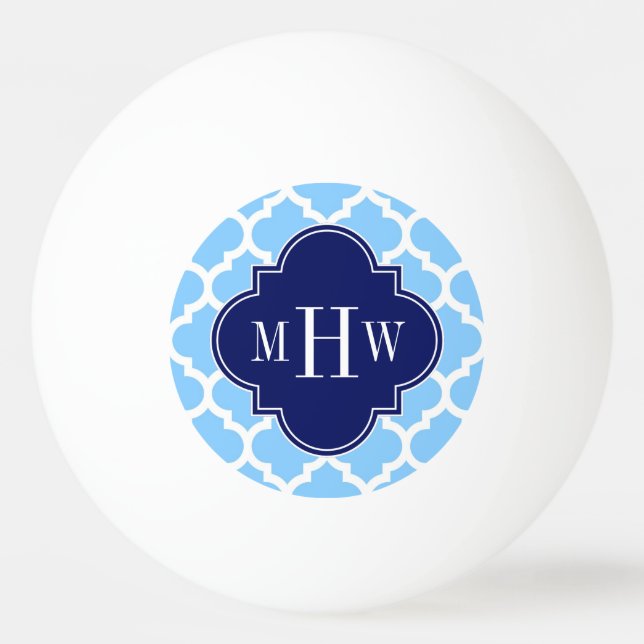 Balle De Ping Pong Sky Blue What Marocain #5 Navy Blu 5c Nom Monogram (Devant)