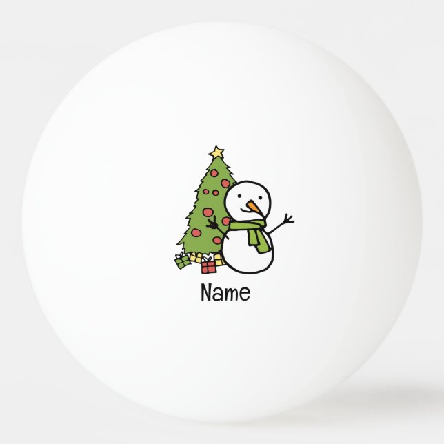 Balle De Ping Pong Snowman avec sapin de Noël (Devant)