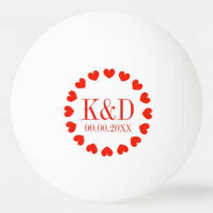 Balle De Ping Pong Soeurs rouges monogramme mariage faveur