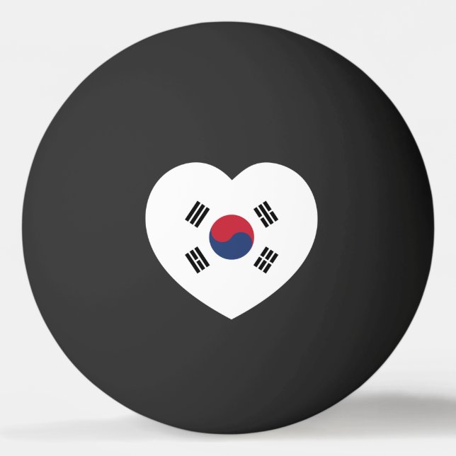 Balle De Ping Pong South Korea Flag Heart (Devant)