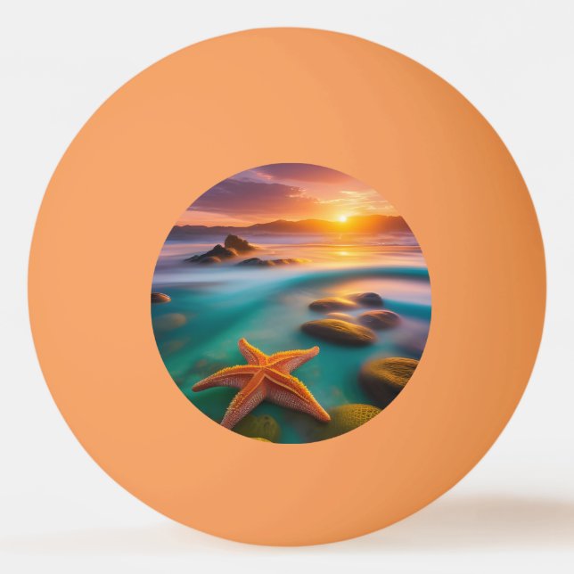 Balle De Ping Pong Starfish sur la plage à Sunrise (Devant)