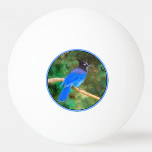 Balle De Ping Pong Steller's Jay Painting - Art original pour oiseaux