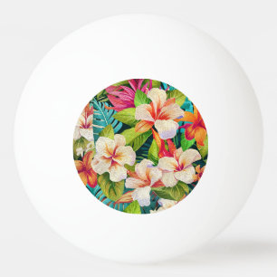 Balle De Ping Pong Style de peinture à l'huile florale tropicale