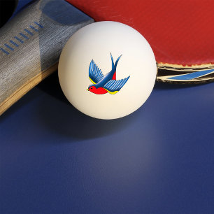 Balle De Ping Pong Style de tatouage d'oiseau hirondelle traditionnel
