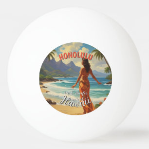 Balle De Ping Pong Style vintage Hawaiian Travel Honolulu Mid-Pacific