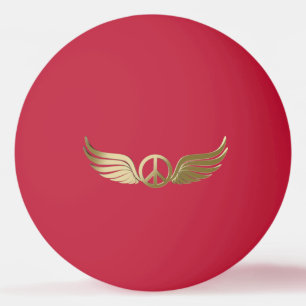 Balle De Ping Pong Symbole de paix d'apparence métallique avec ailes